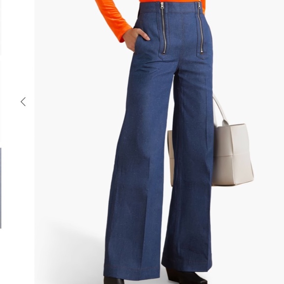 Victoria Beckham high-rise flared blue jeans with two front zips, size 28R - Picture 2 of 10